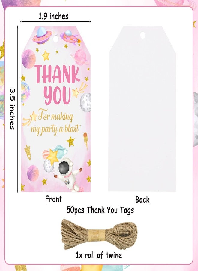 Serencatcher Outer Space Thank You Tags, 50pcs Astronaut Party Favors Thank You for Making My Party A Blast Solar System Gift Tags with String for Girl Space Themed Birthday Baby Shower Decorations - Image 2